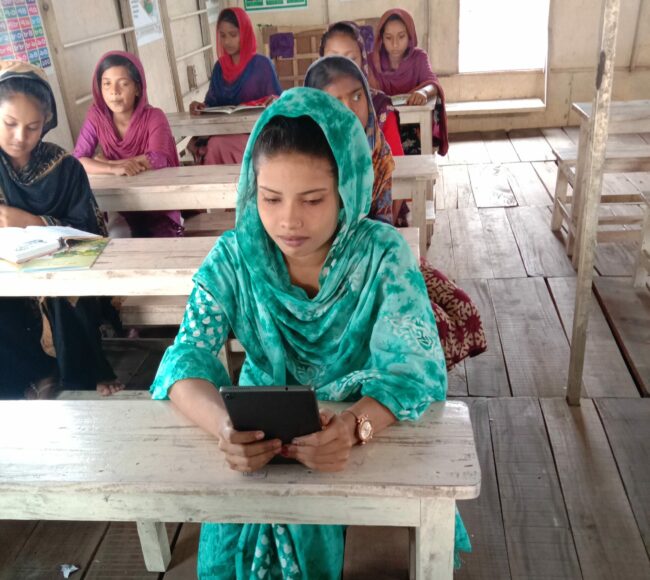 Girls benefit from digital learning in Bangladesh. Photo courtesy of Learning for Life